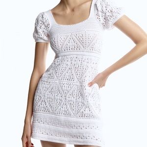 BNWT Zara Knit Crochet Dress White XS
